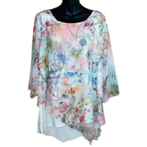 Michael Tyler long sleeve asymmetric tunic top size L